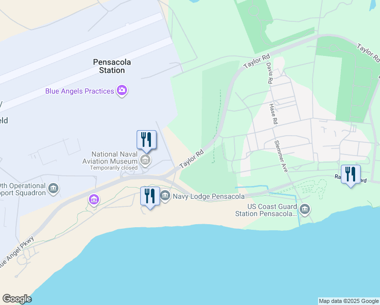 map of restaurants, bars, coffee shops, grocery stores, and more near in Pensacola