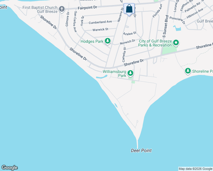 map of restaurants, bars, coffee shops, grocery stores, and more near 330 Deer Point Drive in Gulf Breeze