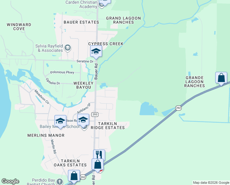 map of restaurants, bars, coffee shops, grocery stores, and more near 12360 Another Way in Pensacola