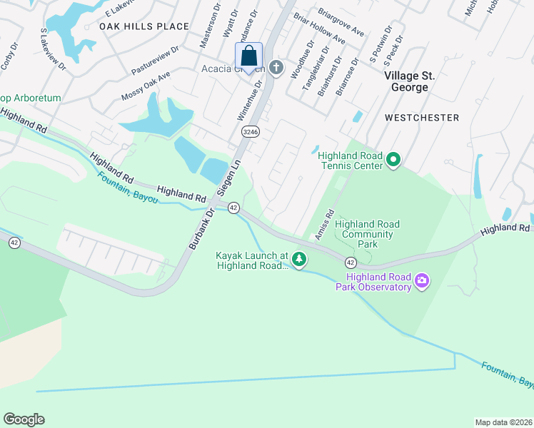 map of restaurants, bars, coffee shops, grocery stores, and more near 13512 Highland Road in Baton Rouge