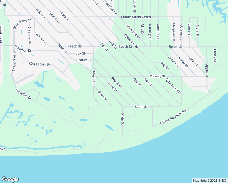 map of restaurants, bars, coffee shops, grocery stores, and more near 500-612 Main Street in Ocean Springs