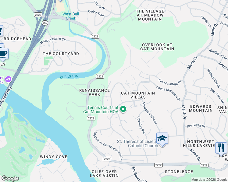map of restaurants, bars, coffee shops, grocery stores, and more near 4821 Twin Valley Drive in Austin