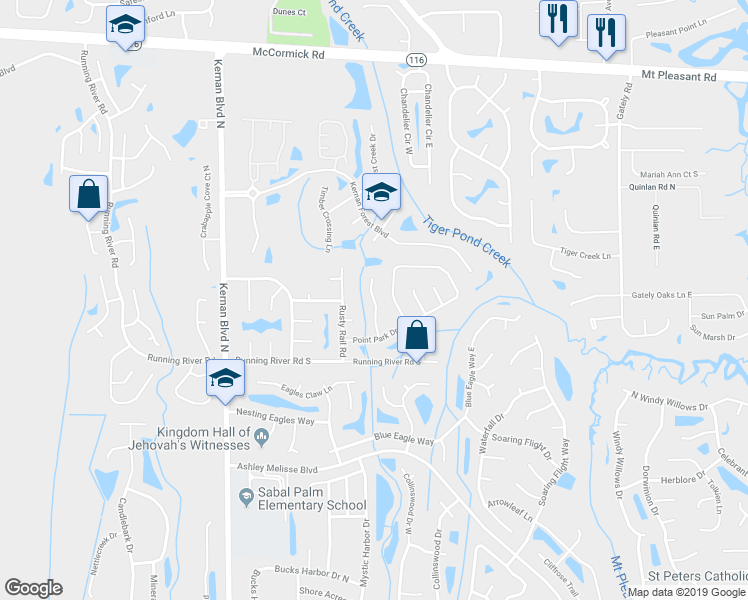 map of restaurants, bars, coffee shops, grocery stores, and more near 1620 Trotters Bend Trail in Jacksonville