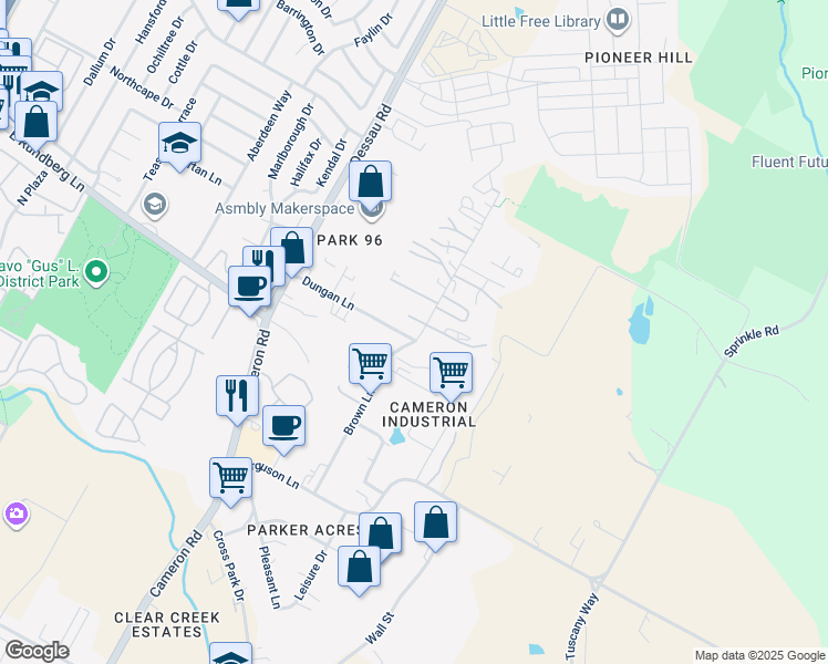 map of restaurants, bars, coffee shops, grocery stores, and more near 1706 Dungan Lane in Austin