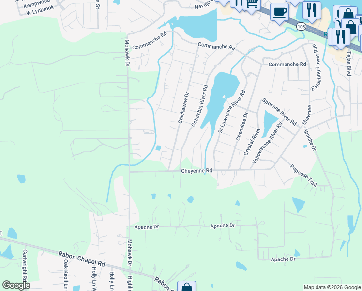 map of restaurants, bars, coffee shops, grocery stores, and more near 1024 Columbia River Road in Montgomery