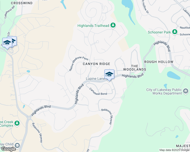 map of restaurants, bars, coffee shops, grocery stores, and more near 103 Grant Cannon Lane in Austin