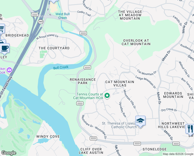map of restaurants, bars, coffee shops, grocery stores, and more near 4800 Twin Valley Drive in Austin