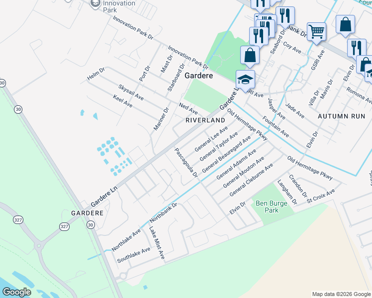map of restaurants, bars, coffee shops, grocery stores, and more near 2167 General Jackson Avenue in Baton Rouge