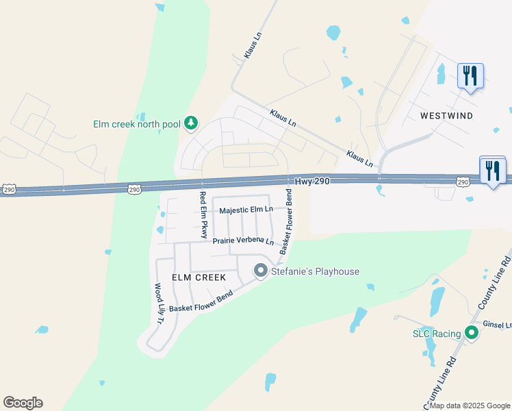 map of restaurants, bars, coffee shops, grocery stores, and more near 17944 Majestic Elm Lane in Elgin