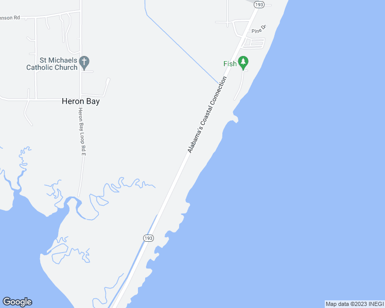 map of restaurants, bars, coffee shops, grocery stores, and more near 16871 Dauphin Island Parkway in Coden