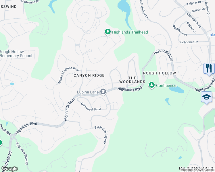 map of restaurants, bars, coffee shops, grocery stores, and more near 306 Wester Ross Lane in Lakeway