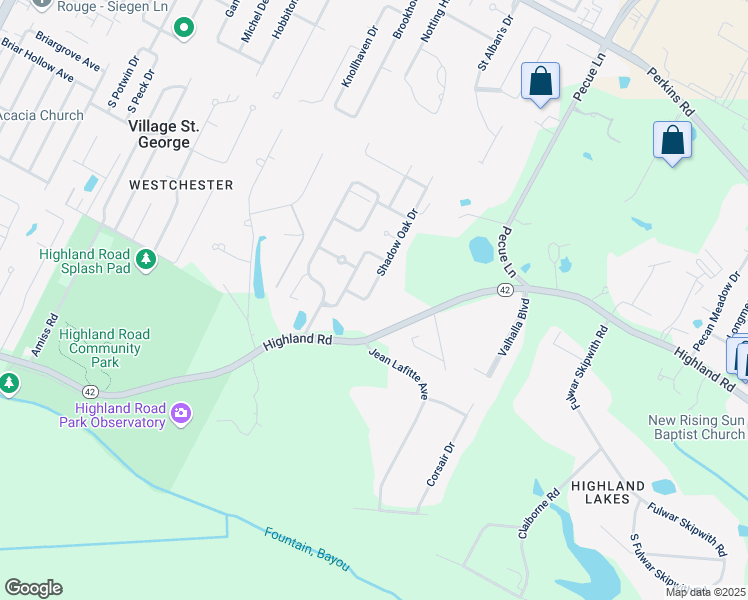 map of restaurants, bars, coffee shops, grocery stores, and more near 432 Shadow Oak Drive in Baton Rouge