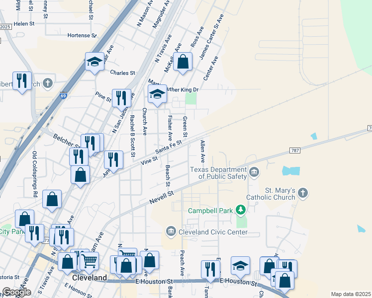 map of restaurants, bars, coffee shops, grocery stores, and more near 918 Vine St in Cleveland