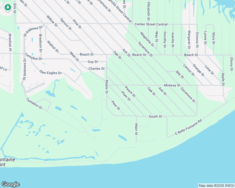 map of restaurants, bars, coffee shops, grocery stores, and more near 612-798 Main Street in Ocean Springs