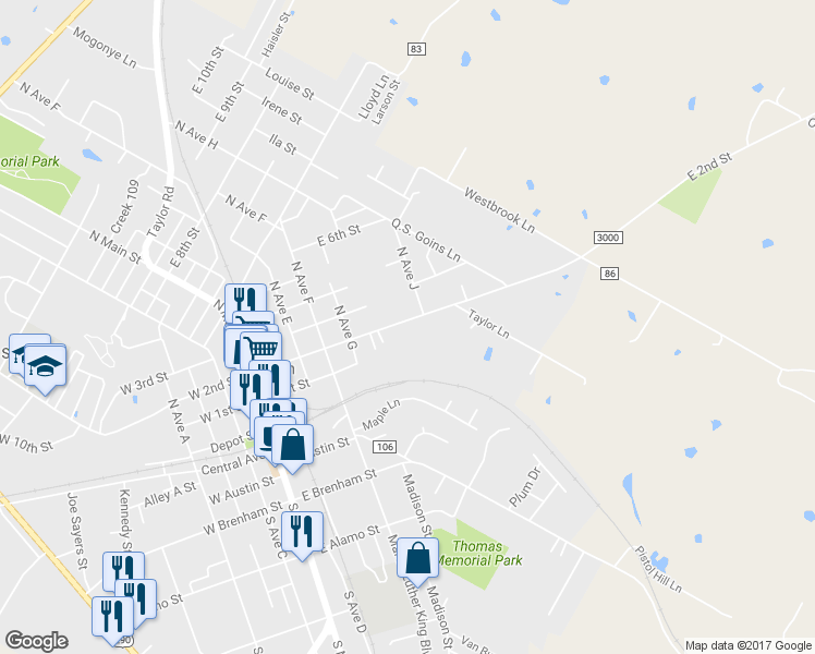 map of restaurants, bars, coffee shops, grocery stores, and more near 525 East 2nd Street in Elgin