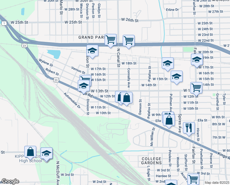 map of restaurants, bars, coffee shops, grocery stores, and more near 2212 West 13th Street in Jacksonville