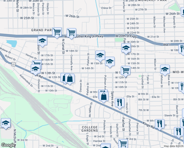 map of restaurants, bars, coffee shops, grocery stores, and more near 2217 Mc Millan Street in Jacksonville