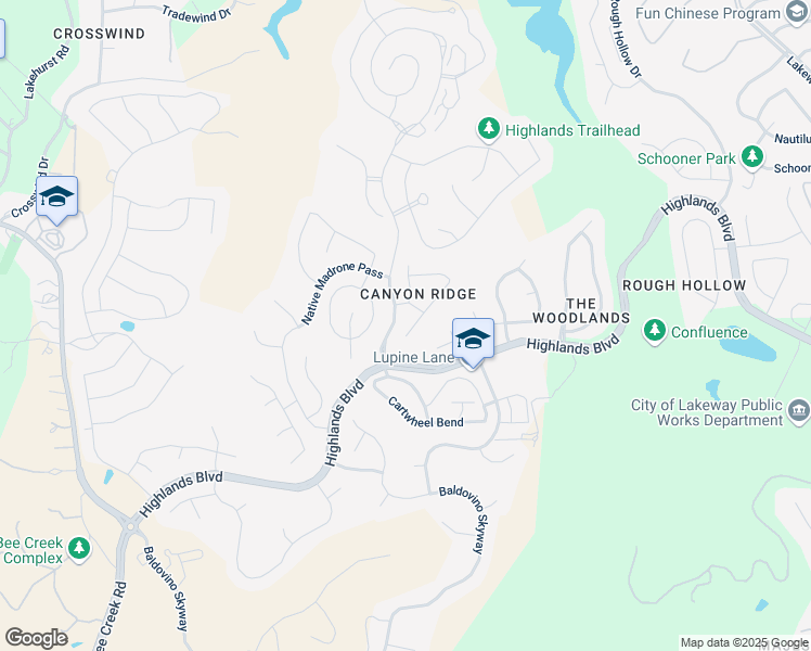 map of restaurants, bars, coffee shops, grocery stores, and more near 108 Grant Cannon Lane in Lakeway