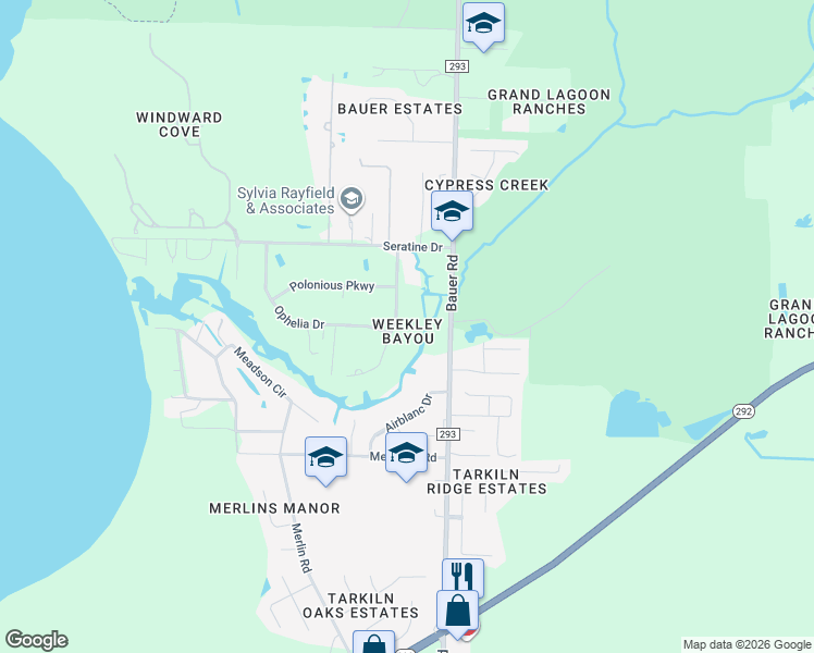 map of restaurants, bars, coffee shops, grocery stores, and more near 12400 Prospero Drive in Pensacola