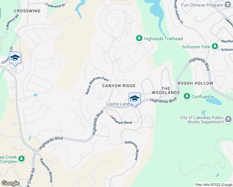 map of restaurants, bars, coffee shops, grocery stores, and more near 110 Grant Cannon Lane in Austin