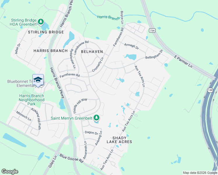 map of restaurants, bars, coffee shops, grocery stores, and more near 6817 Hartlage Street in Austin