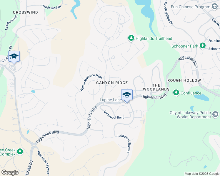 map of restaurants, bars, coffee shops, grocery stores, and more near 108 Grant Cannon Lane in Lakeway