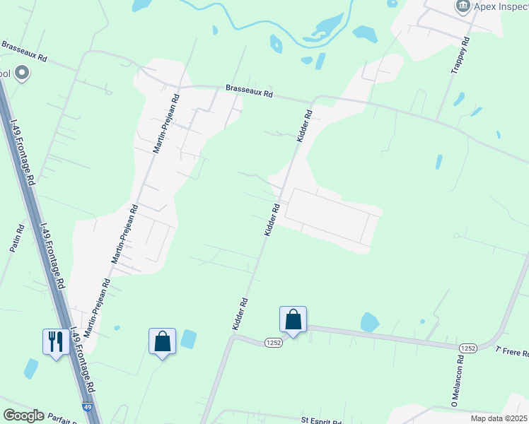 map of restaurants, bars, coffee shops, grocery stores, and more near 401 Kidder Road in Carencro