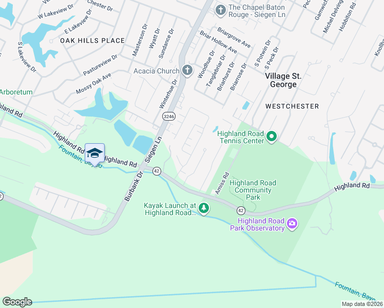 map of restaurants, bars, coffee shops, grocery stores, and more near Plantation Ridge Drive in Baton Rouge