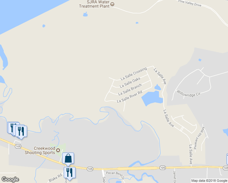 map of restaurants, bars, coffee shops, grocery stores, and more near 12126 La Salle Branch in Conroe