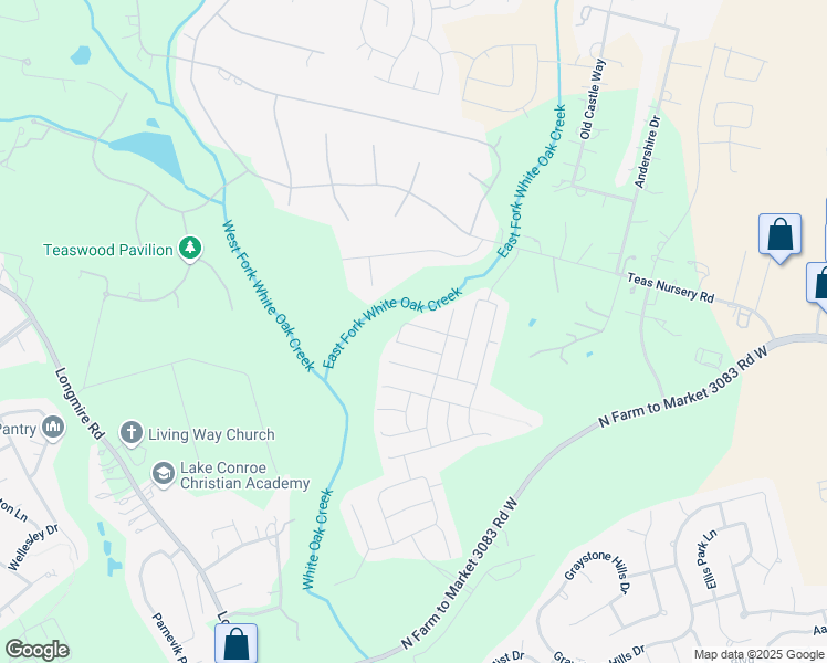 map of restaurants, bars, coffee shops, grocery stores, and more near 2920 Karin Crest Ln in Conroe