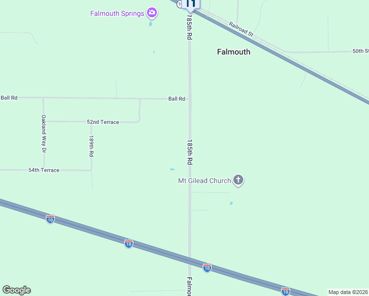 map of restaurants, bars, coffee shops, grocery stores, and more near 5405 185th Road in Live Oak