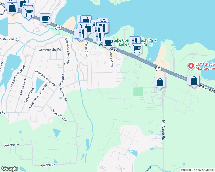 map of restaurants, bars, coffee shops, grocery stores, and more near 287 Sunset Path South in Montgomery