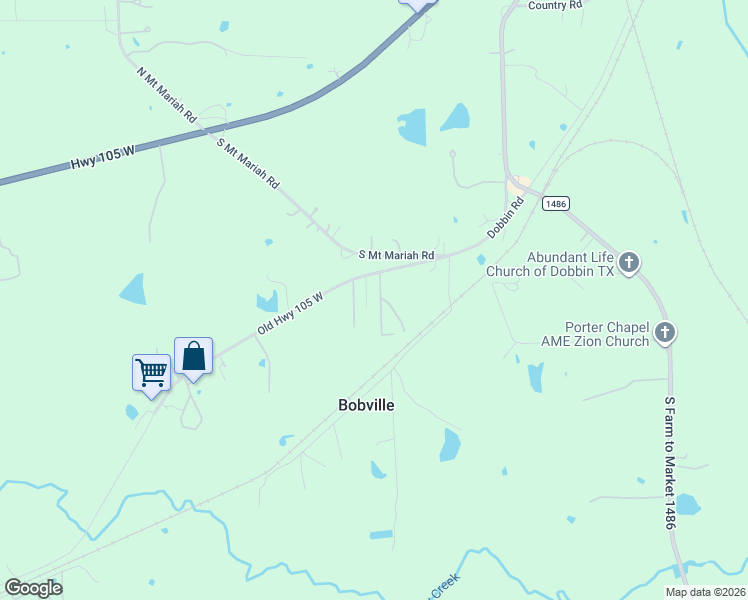 map of restaurants, bars, coffee shops, grocery stores, and more near 27229 Old Highway 105 West in Montgomery
