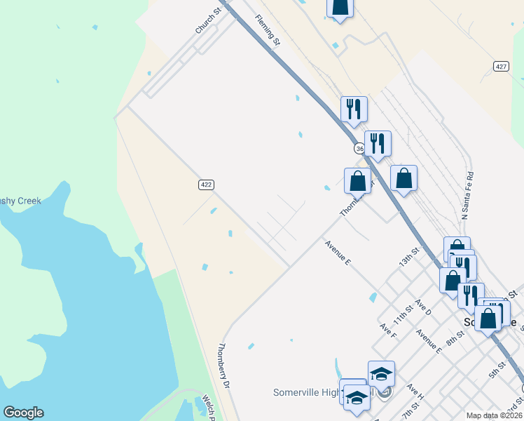 map of restaurants, bars, coffee shops, grocery stores, and more near County Road 422 in Somerville