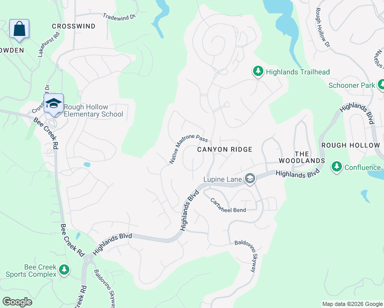 map of restaurants, bars, coffee shops, grocery stores, and more near 111 Serene Hilltop Circle in Austin