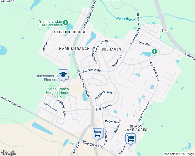 map of restaurants, bars, coffee shops, grocery stores, and more near 6614 Carisbrooke Lane in Austin