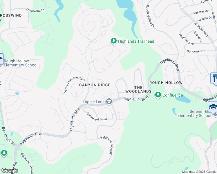 map of restaurants, bars, coffee shops, grocery stores, and more near 212 Tavish Trail in Austin