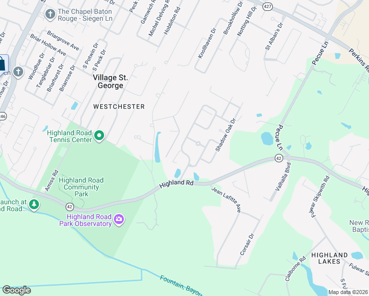 map of restaurants, bars, coffee shops, grocery stores, and more near 432 Highland Oaks Drive in Baton Rouge