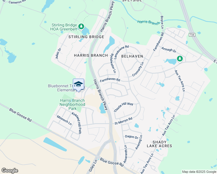 map of restaurants, bars, coffee shops, grocery stores, and more near 6517 Carisbrooke Lane in Austin