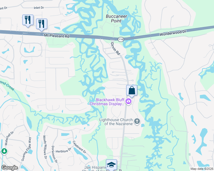 map of restaurants, bars, coffee shops, grocery stores, and more near 1546 Girvin Road in Jacksonville