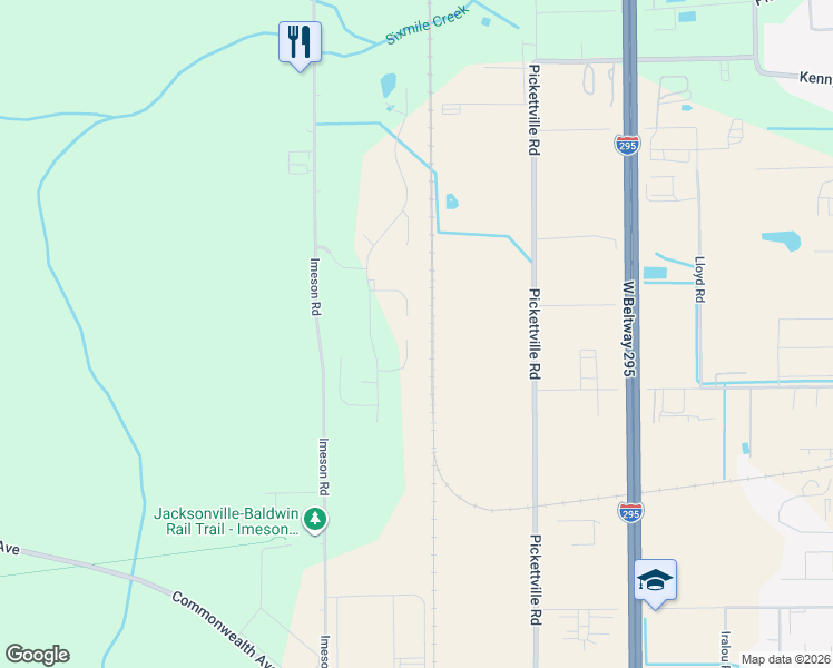 map of restaurants, bars, coffee shops, grocery stores, and more near 7082 Gunston Hall Court in Jacksonville
