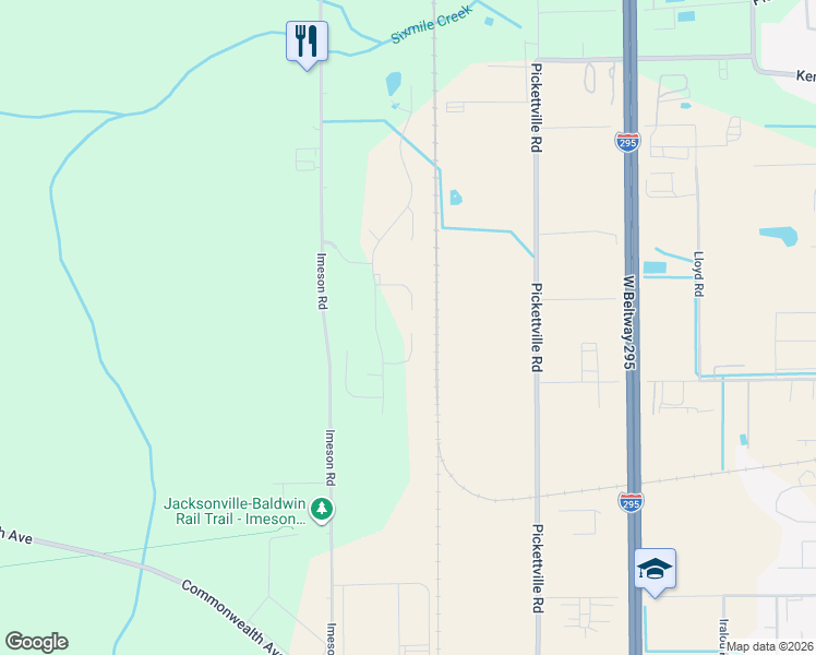 map of restaurants, bars, coffee shops, grocery stores, and more near 7082 Gunston Hall Court in Jacksonville
