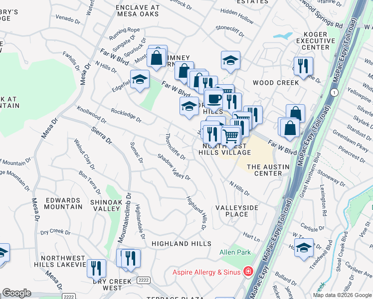 map of restaurants, bars, coffee shops, grocery stores, and more near 6910 Hart Lane in Austin