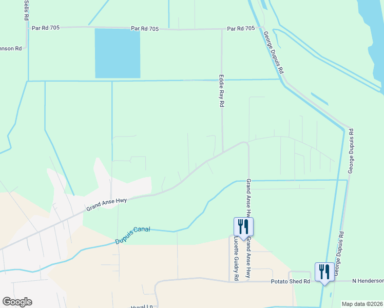 map of restaurants, bars, coffee shops, grocery stores, and more near 1033-1199 Par Road 669 in Breaux Bridge
