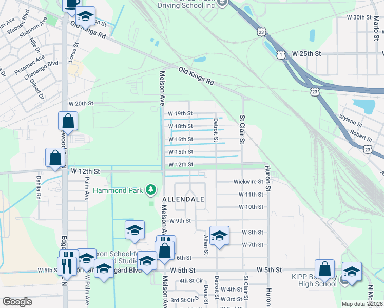 map of restaurants, bars, coffee shops, grocery stores, and more near 3063 West 15th Street in Jacksonville