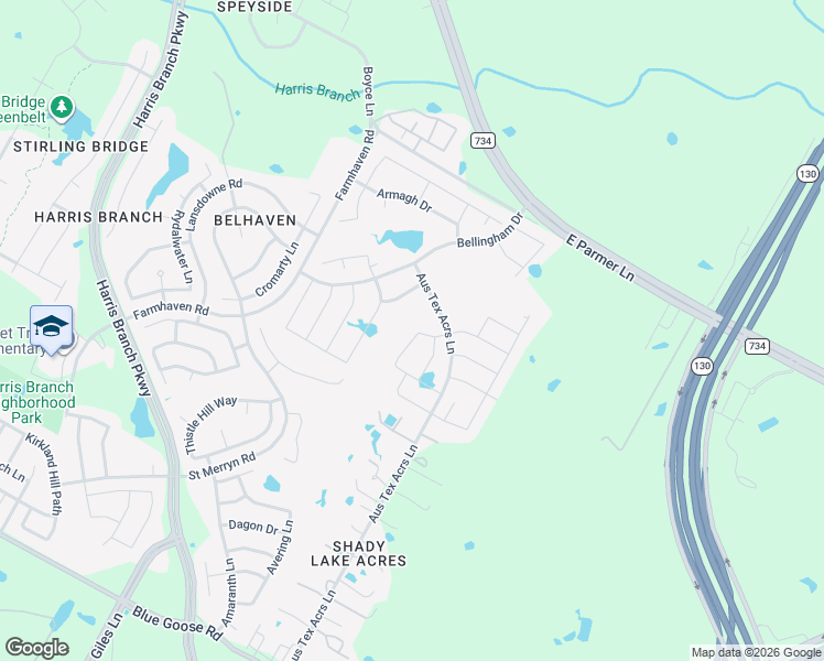 map of restaurants, bars, coffee shops, grocery stores, and more near 11808 Offaly Drive in Austin