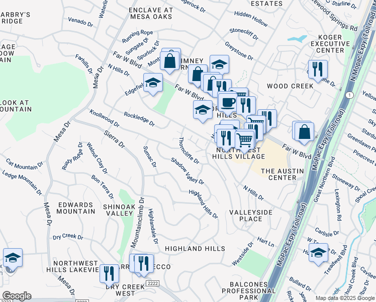 map of restaurants, bars, coffee shops, grocery stores, and more near 6910 Hart Lane in Austin