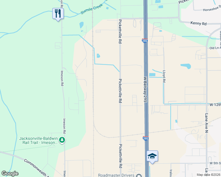 map of restaurants, bars, coffee shops, grocery stores, and more near 2300 Pickettville Road in Jacksonville