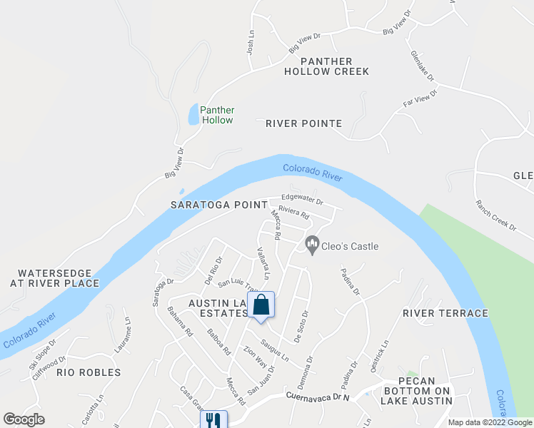 map of restaurants, bars, coffee shops, grocery stores, and more near 9902 La Jolla Drive in Austin