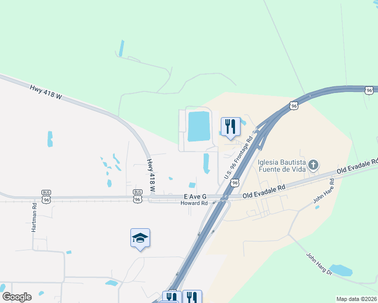 map of restaurants, bars, coffee shops, grocery stores, and more near 1580 Thompson Lake Drive in Silsbee